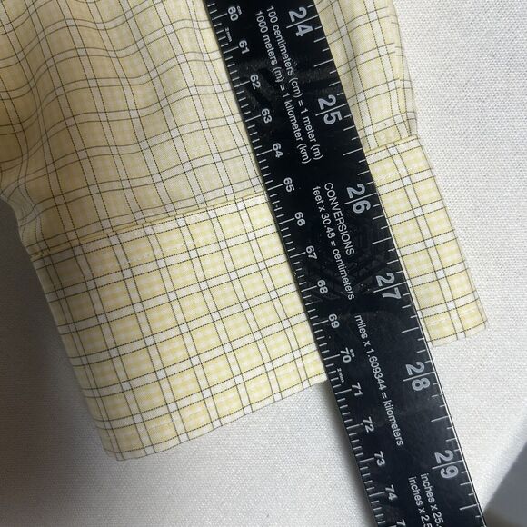 Eddie Bauer Button Down Shirt XL Tall Yellow Plaid Long Sleeve Relaxed Fit XLT - Picture 7 of 9